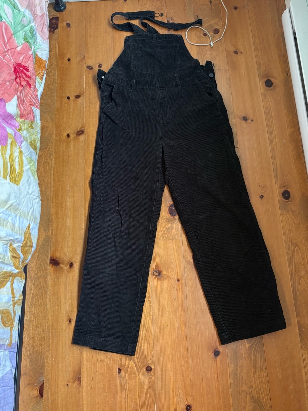 Simons Black Corduroy Overalls Jumpsuit
